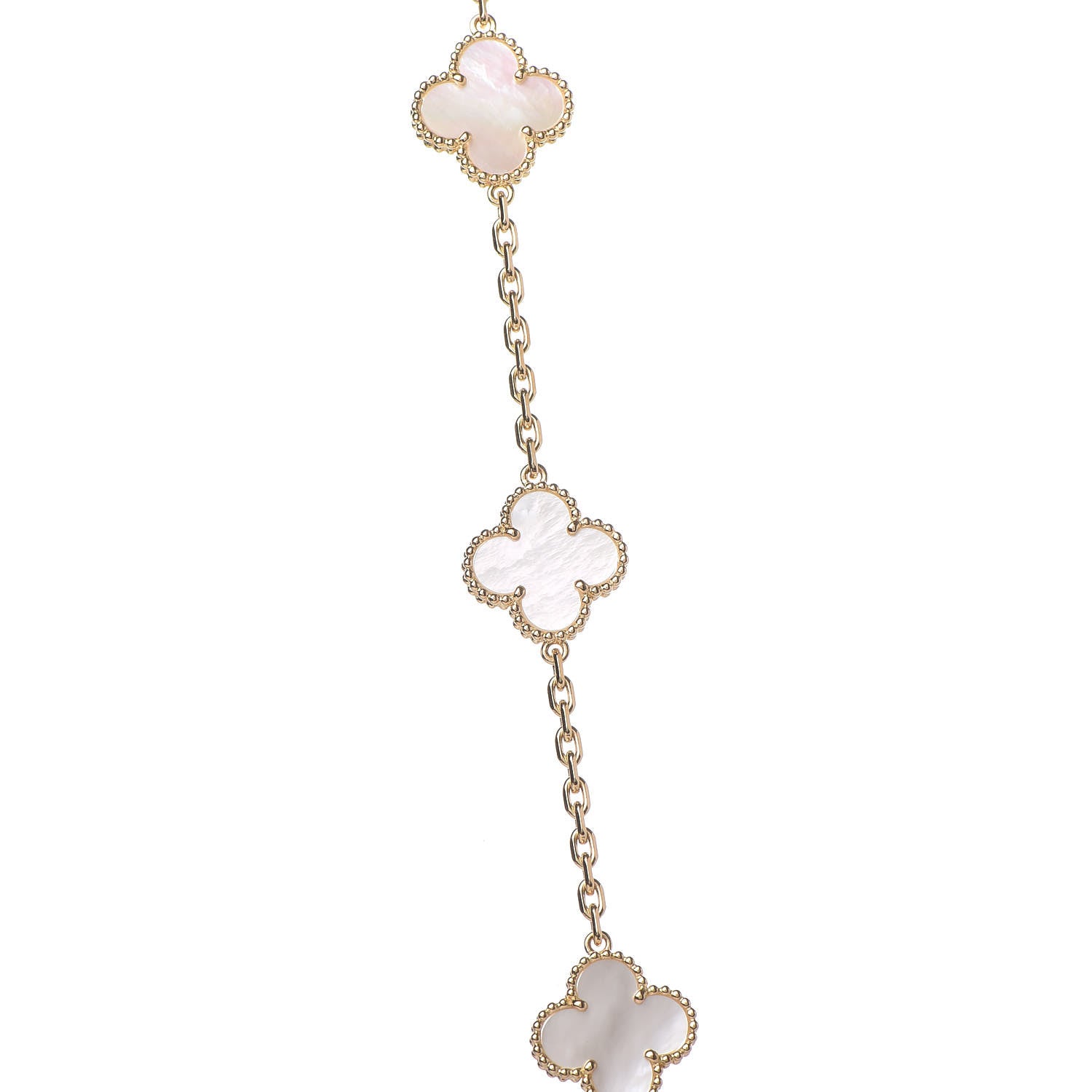 Van Cleef & Arpels 18K Yellow Gold Mother of Pearl 20 Motifs Vintage Alhambra Necklace 7 of 8