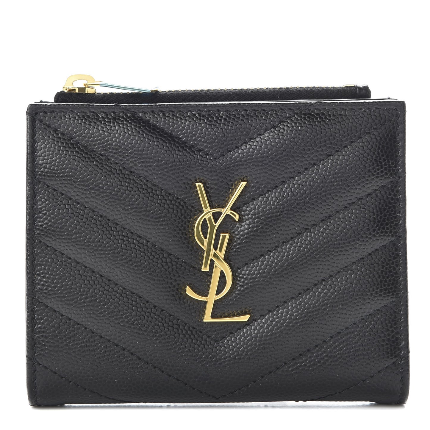 Grain De Poudre Matelasse Chevron Monogram Zipped Card Case Black