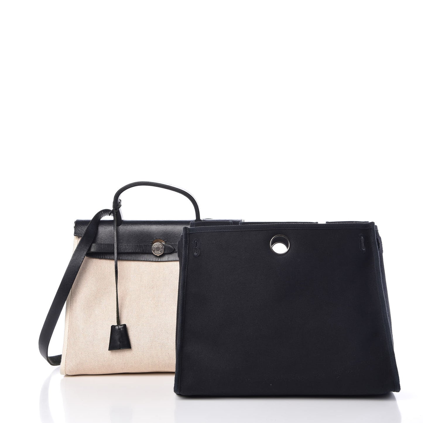 Toile Vache Calfskin Herbag 30 PM Natural Black