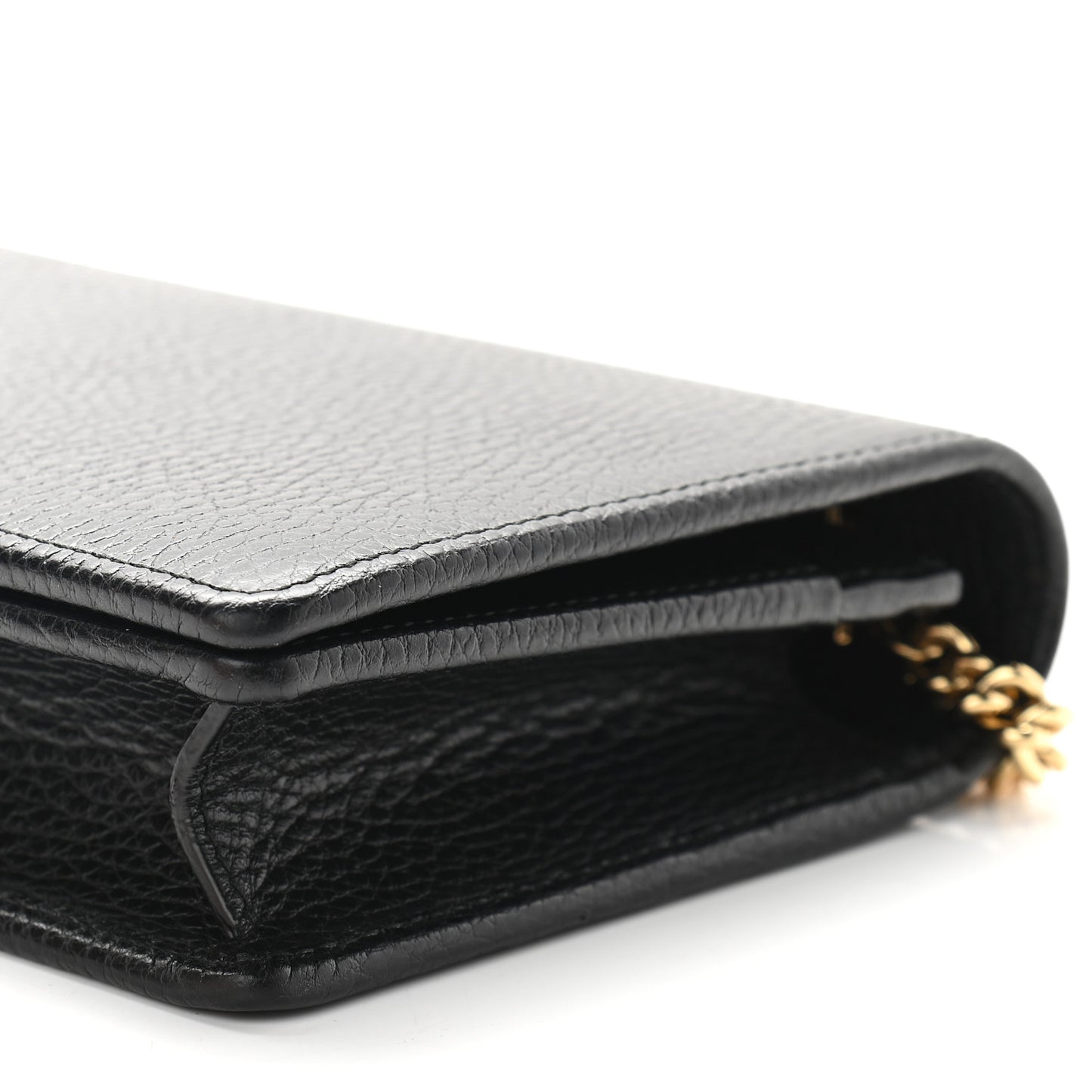 Calfskin Mini GG Marmont Chain Wallet Black