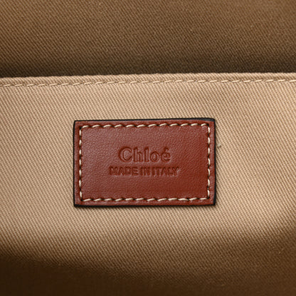 Chloe Cotton Calfskin Medium Woody Ribbon Tote White Brown 7 of 9