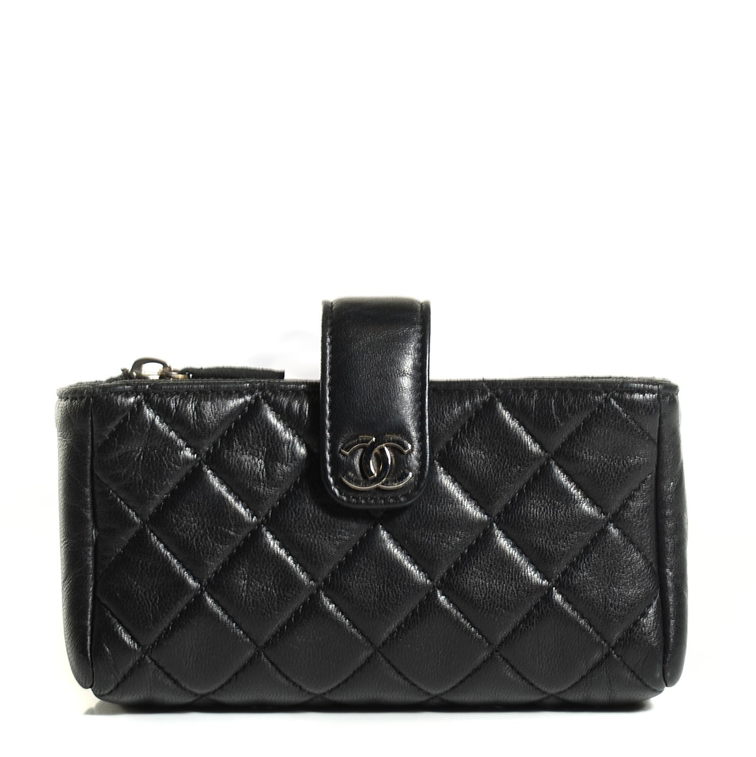 Chanel Lambskin Quilted Mini Phone Holder Clutch Black 1 of 7