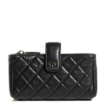 Chanel Lambskin Quilted Mini Phone Holder Clutch Black 1 of 7