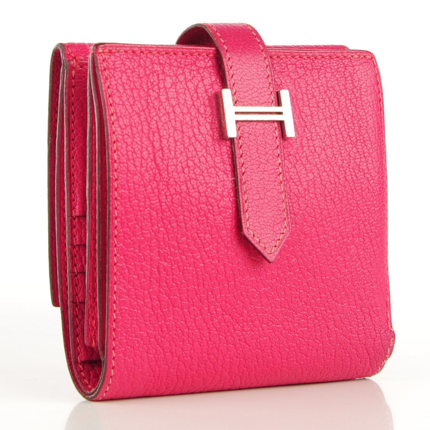 Chevre Mysore Tri Fold Bearn Wallet Rose Shocking