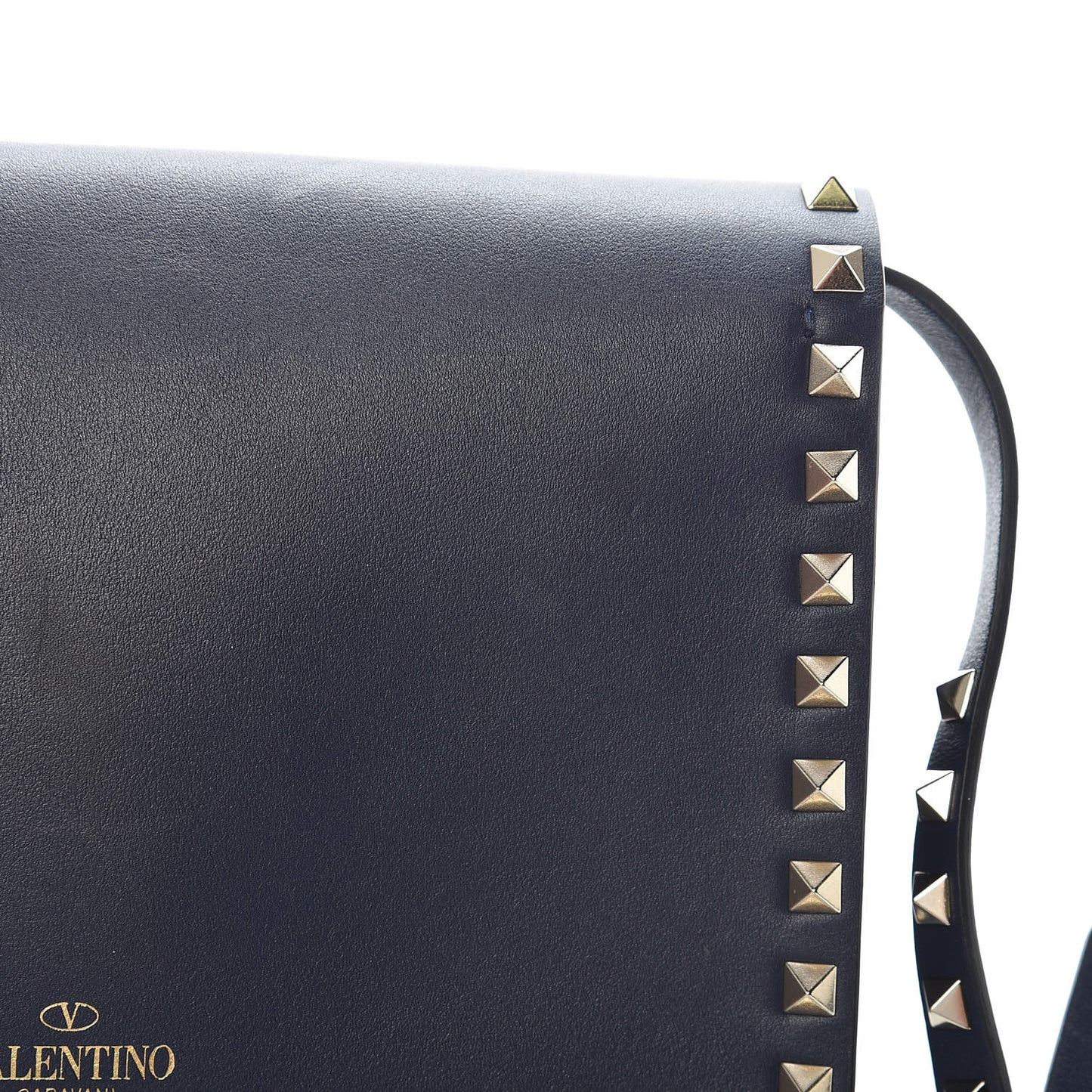 Vitello Medium Rockstud Flip Lock Crossbody Bag Pure Blue