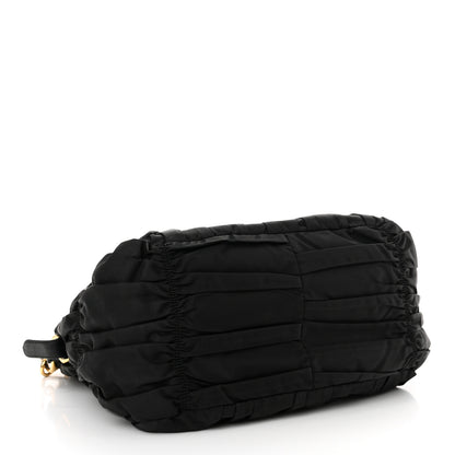 Prada Tessuto Nylon Nappa Braided Gaufre Shopping Satchel Black 4 of 19