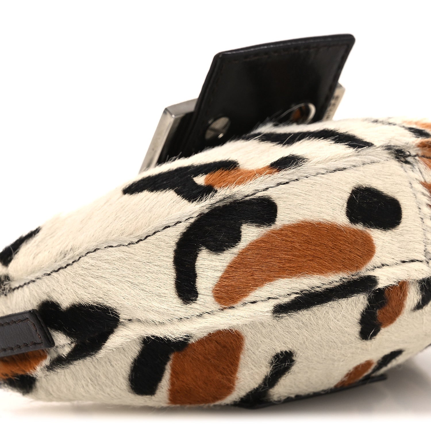 Fendi Calf Hair Leopard Print Croissant White Brown 8 of 12