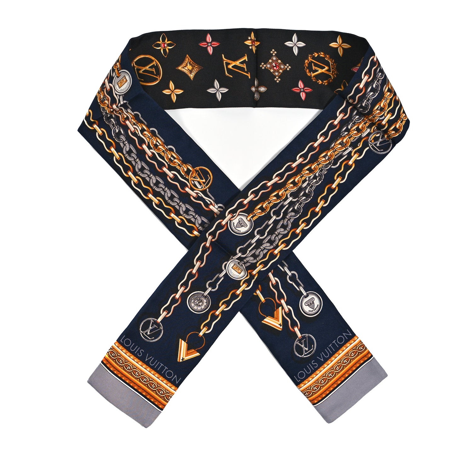Silk Monogram Vendome Bandeau Navy