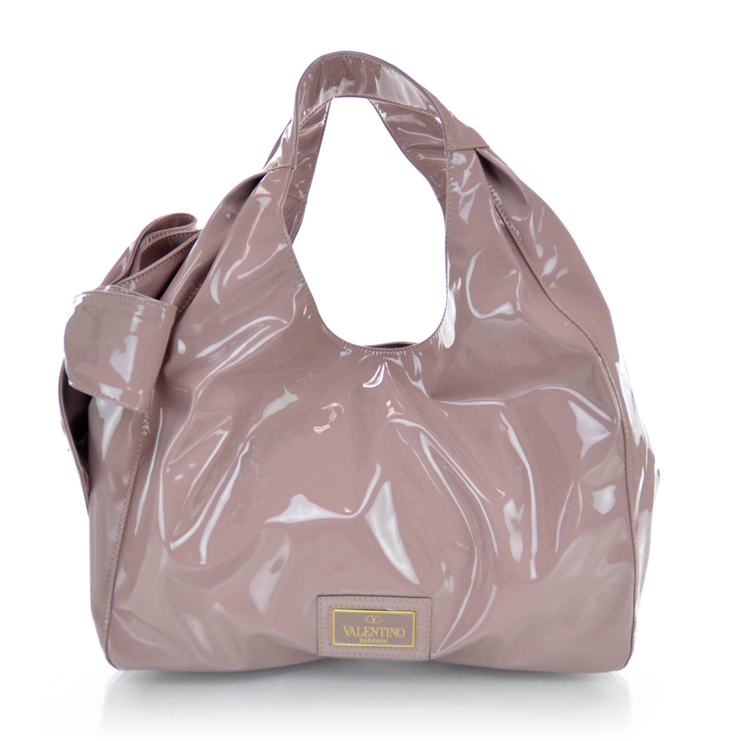 Patent Lacca Large Nuage Bow Hobo Blush
