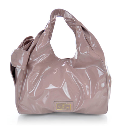 Valentino Garavani Patent Lacca Large Nuage Bow Hobo Blush 1 of 8