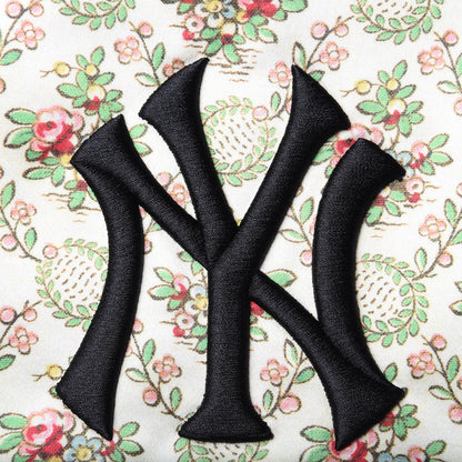Gucci X MLB Satin Floral Print NY Yankees Patch Backpack Ivory Green 9 of 11