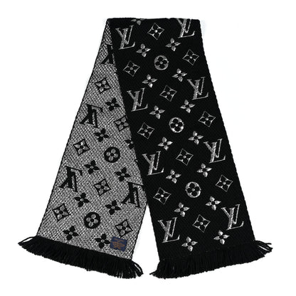 Louis Vuitton Wool Silk Logomania Shine Scarf Black 2 of 5