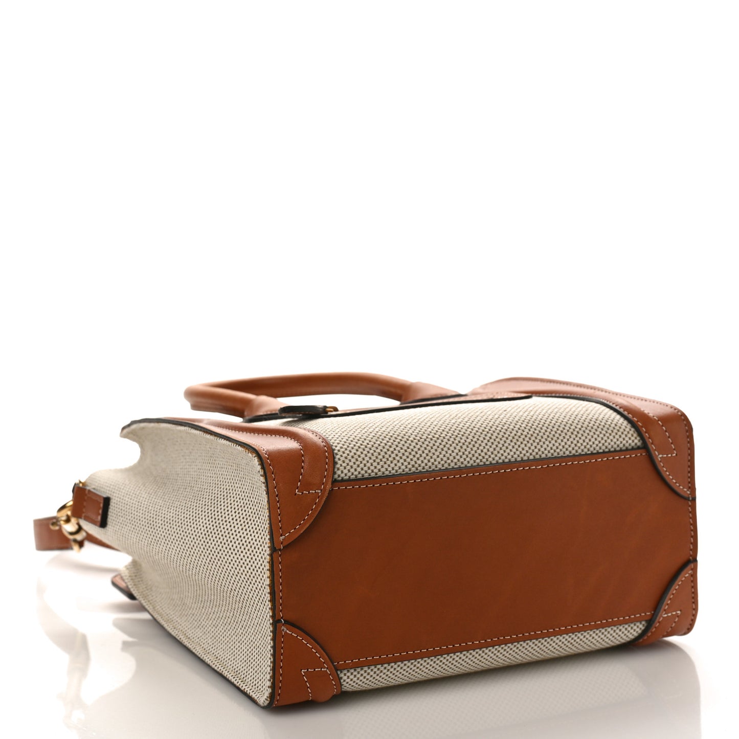 Textile Smooth Calfskin Nano Luggage Tan White