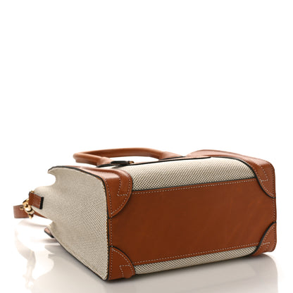 Celine Textile Smooth Calfskin Nano Luggage Tan White 4 of 9
