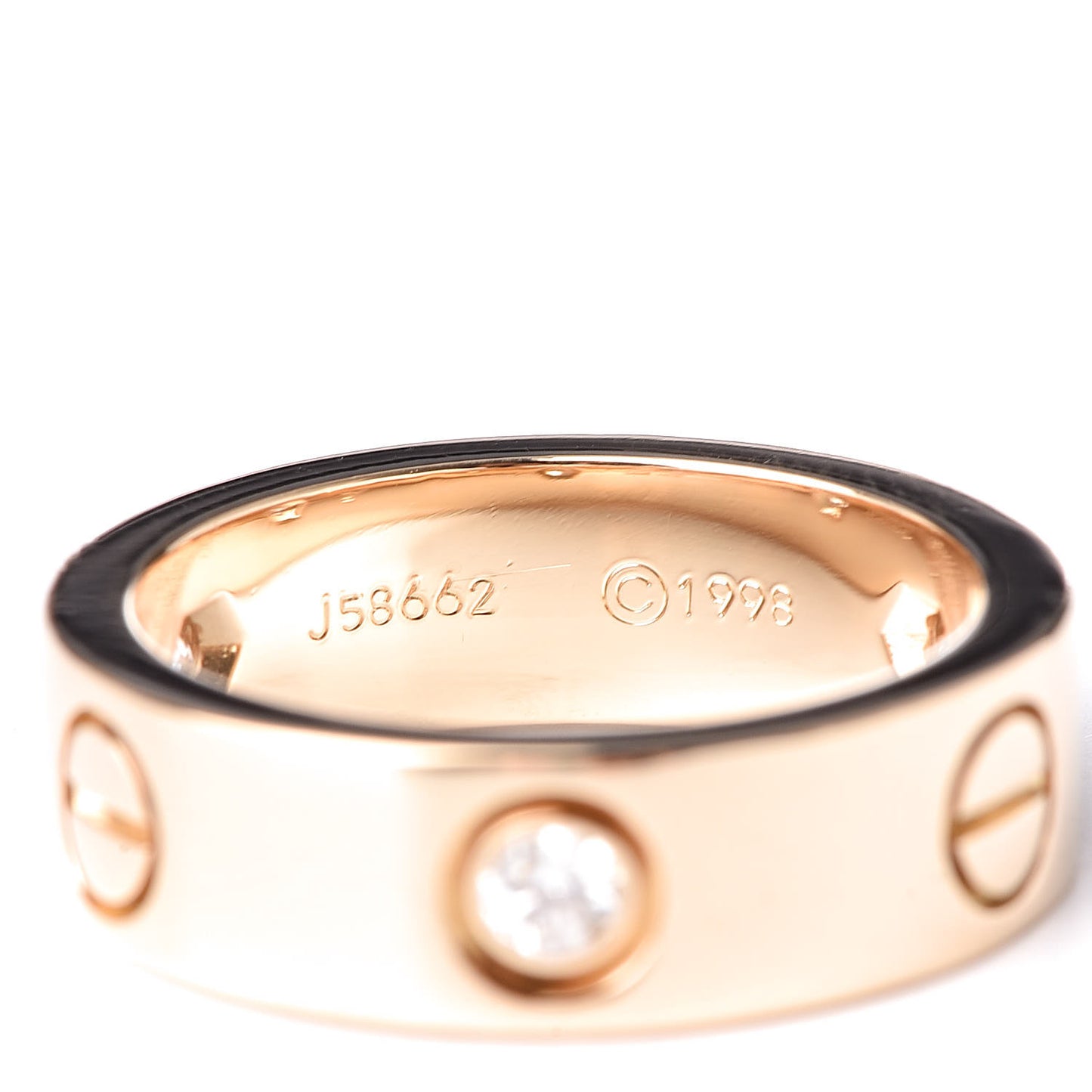 18K Yellow Gold 3 Diamond 5.5mm LOVE Ring 50 5.25