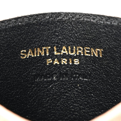 Saint Laurent Grain De Poudre Matelasse Chevron Monogram Credit Card Case Pale Pink 6 of 10
