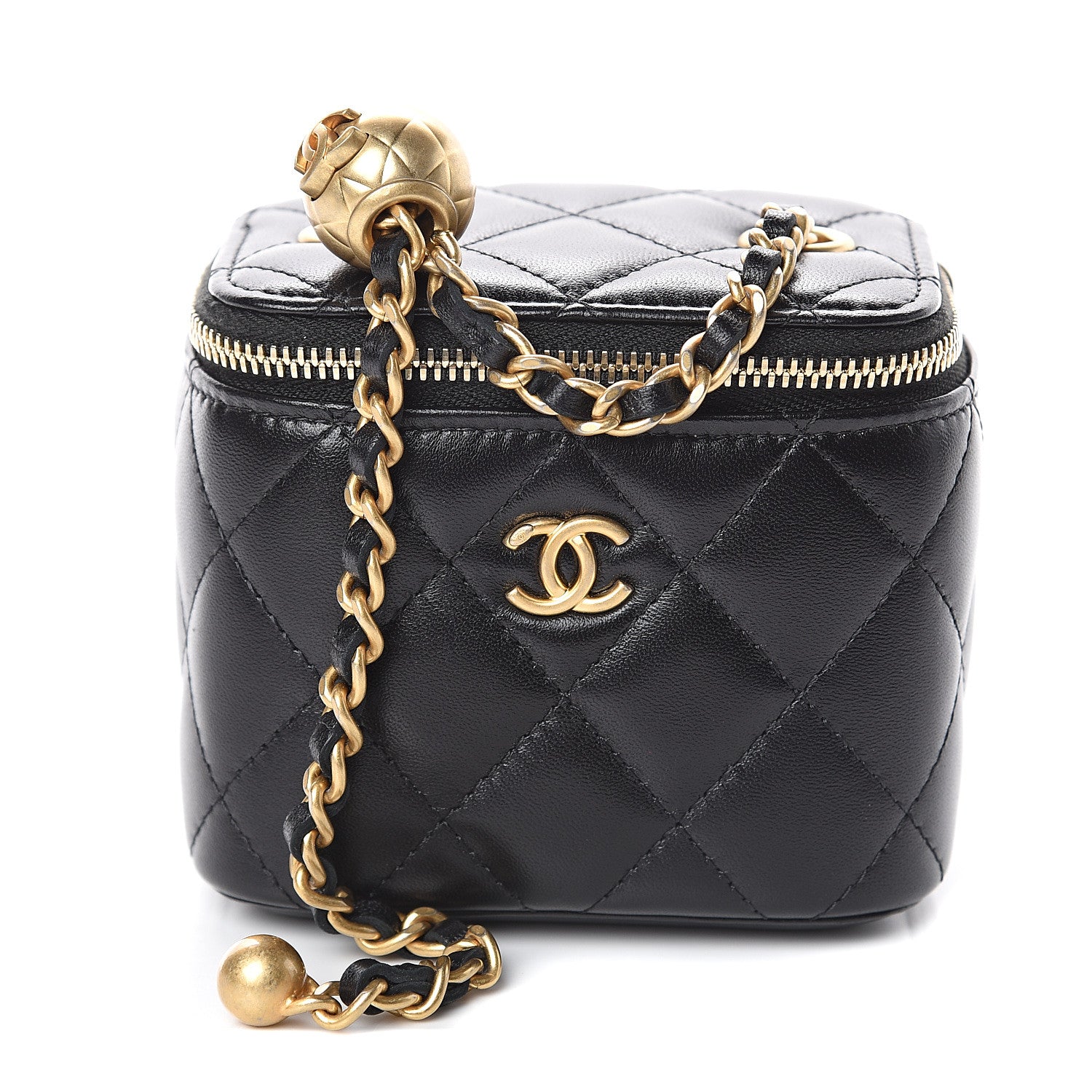 Chanel Lambskin Quilted Pearl Crush Box With Chain Black 1 of 8