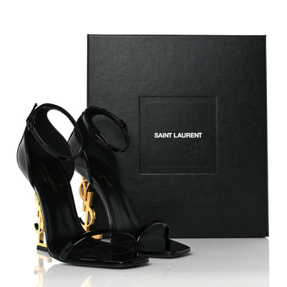 Saint Laurent Patent Calfskin Opyum 110 Sandals 39 Black Gold 8 of 8