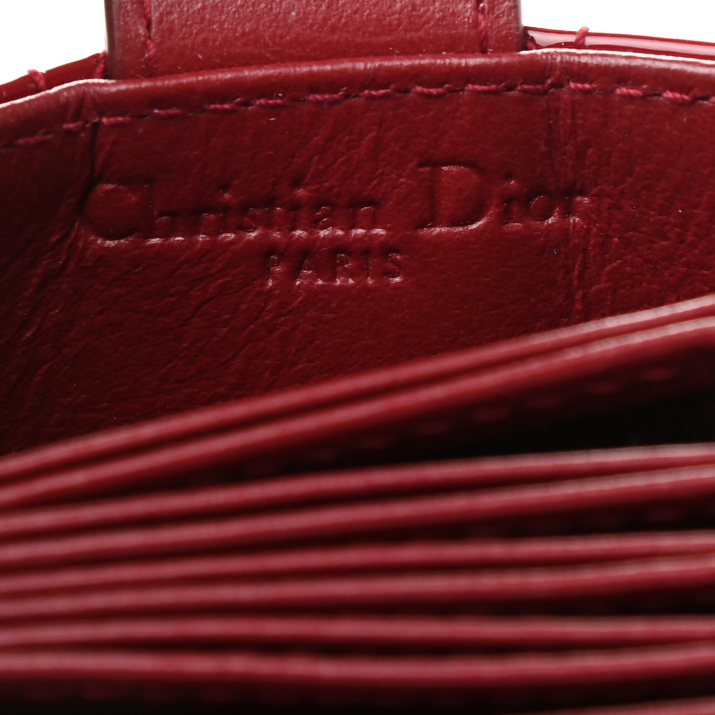 Patent Cannage Lady Dior 5-Gusset Card Holder Scarlet