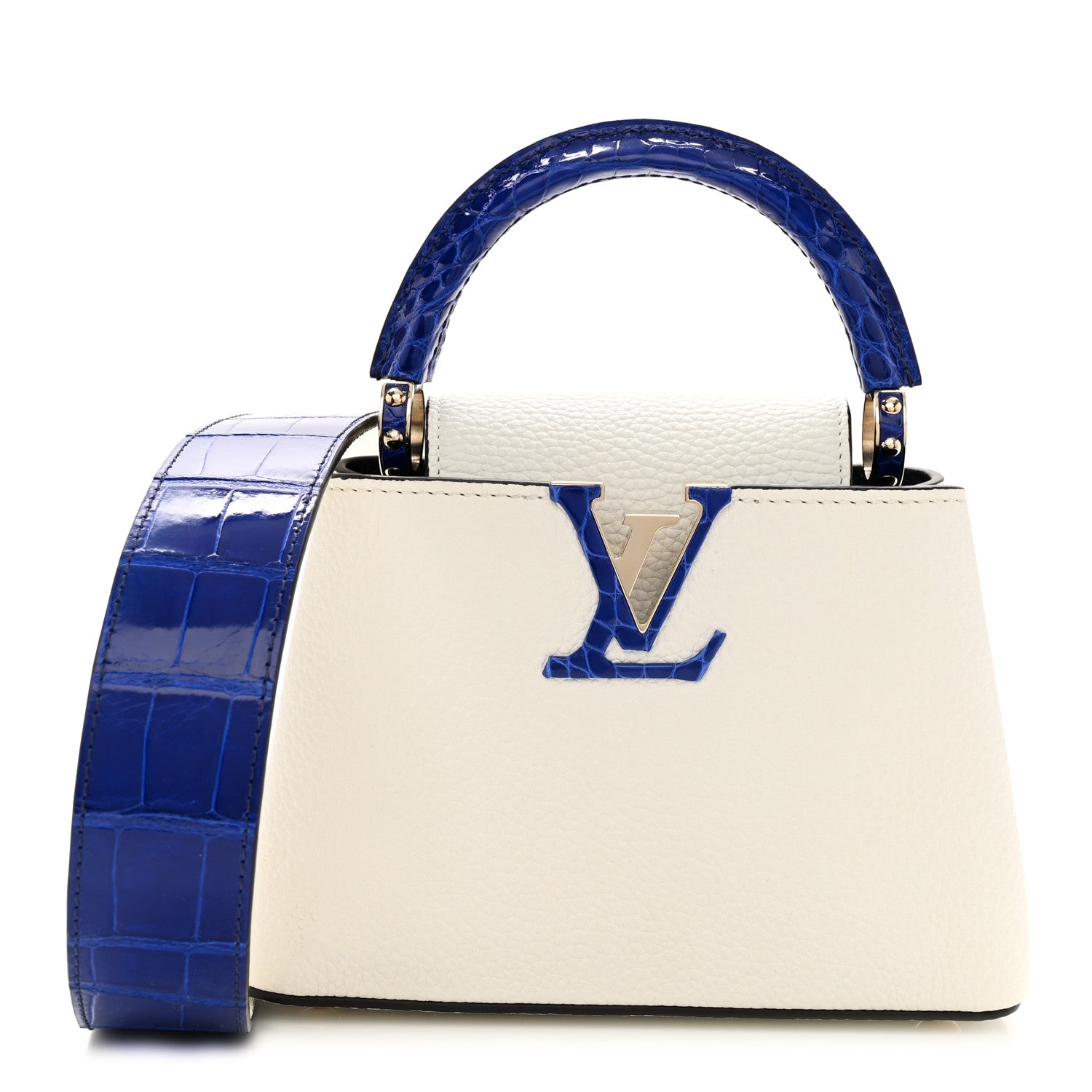 Louis Vuitton Taurillon Crocodile Capucines Mini White Bleu Santorin 1 of 10