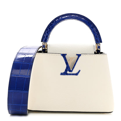 Louis Vuitton Taurillon Crocodile Capucines Mini White Bleu Santorin 1 of 10