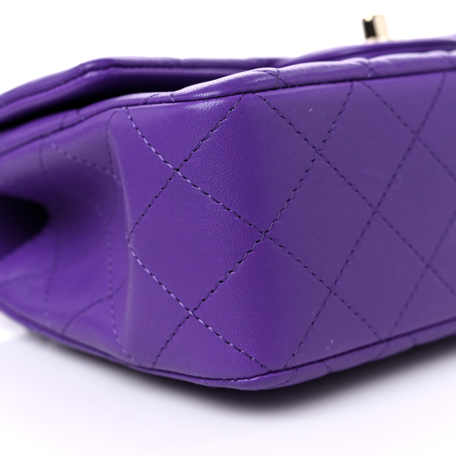 Chanel Lambskin Quilted Mini Top Handle Rectangular Flap Dark Purple 8 of 11