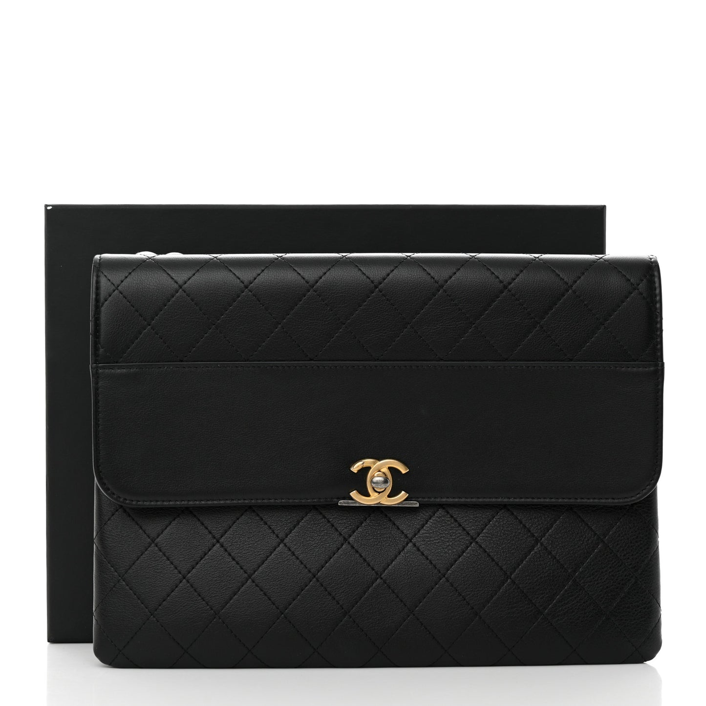 Lambskin Quilted Sleek And Chic Clutch Black