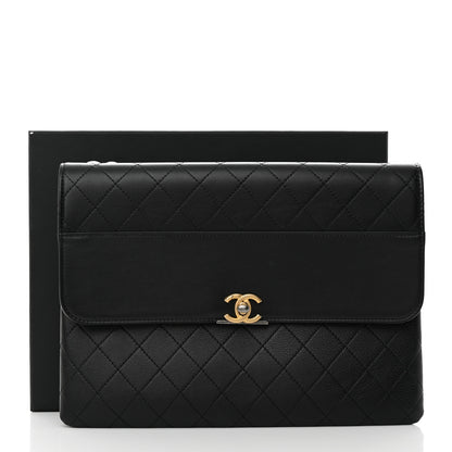 Chanel Lambskin Quilted Sleek And Chic Clutch Black 8 of 8