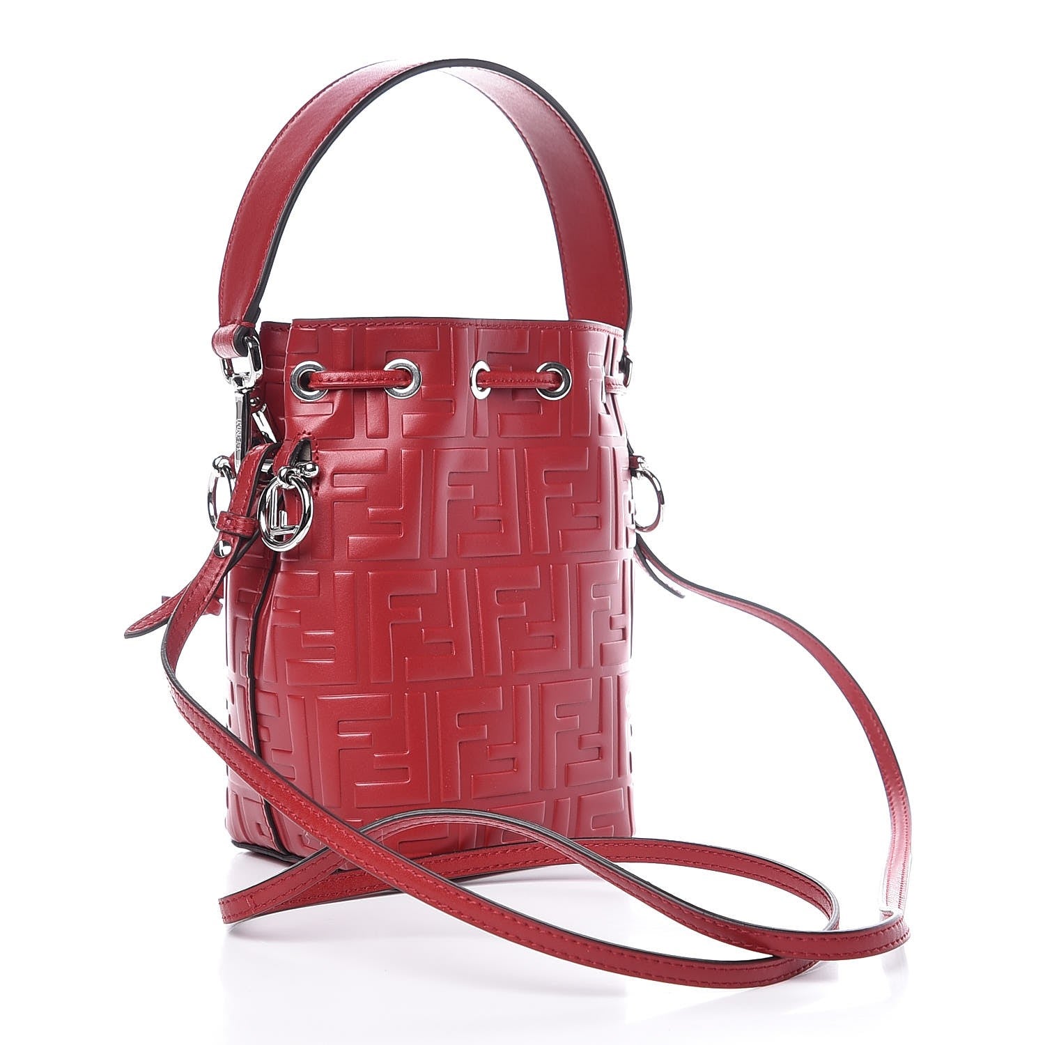 Fendi Vitello Liberty F is Fendi FF 1974 Embossed Mini Mon Tresor Bucket Bag Fragola 3 of 7