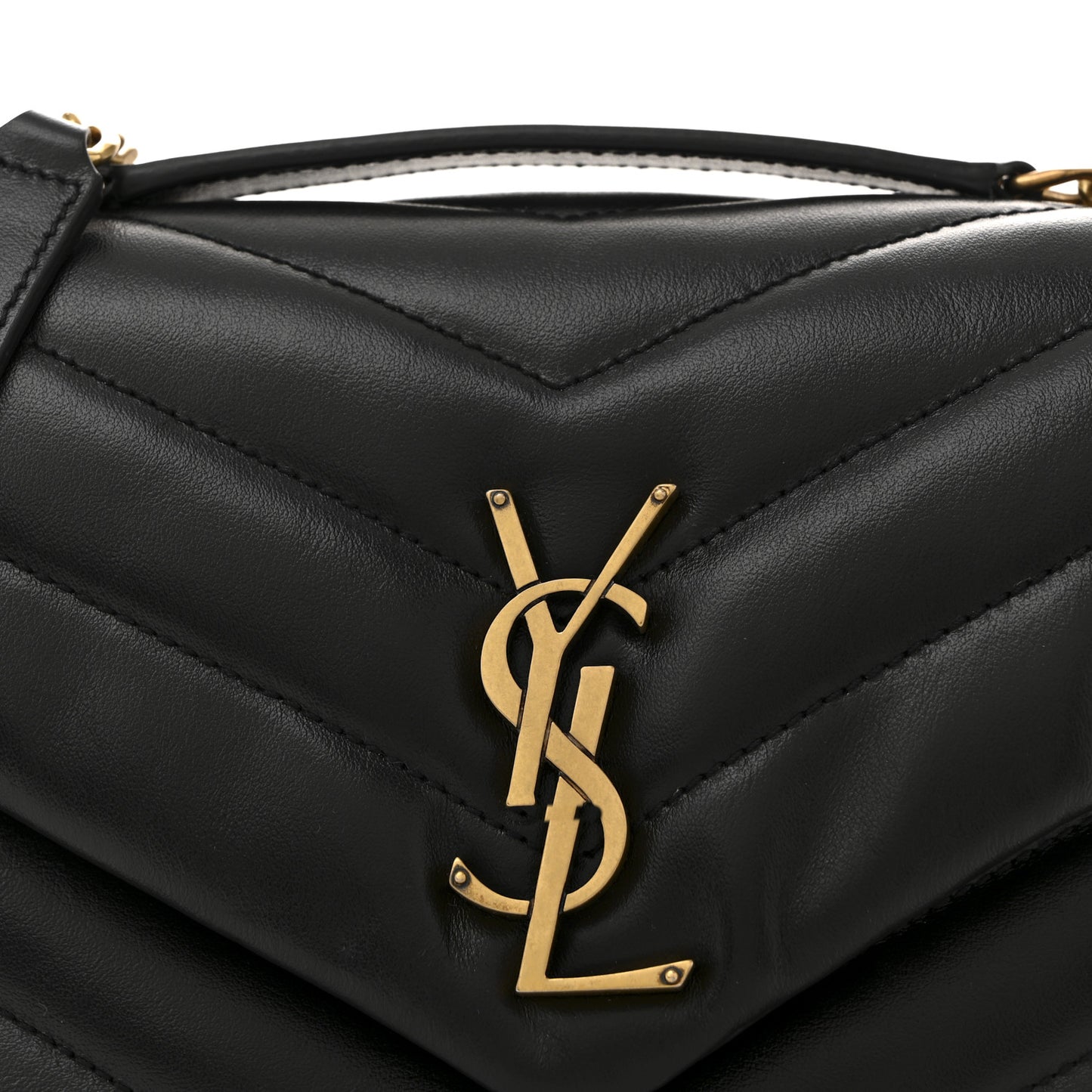 Calfskin Y Quilted Monogram Small Loulou Chain Satchel Black