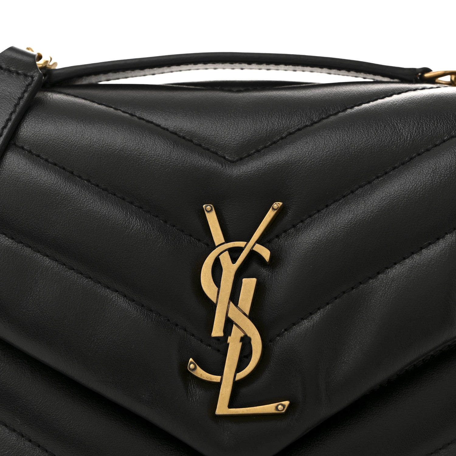 Saint Laurent Calfskin Y Quilted Monogram Small Loulou Chain Satchel Black 8 of 10