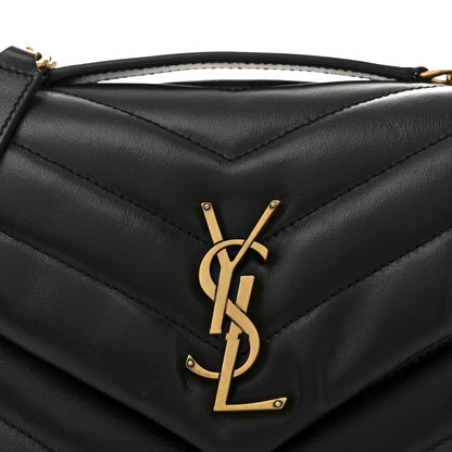 Saint Laurent Calfskin Y Quilted Monogram Small Loulou Chain Satchel Black 8 of 10