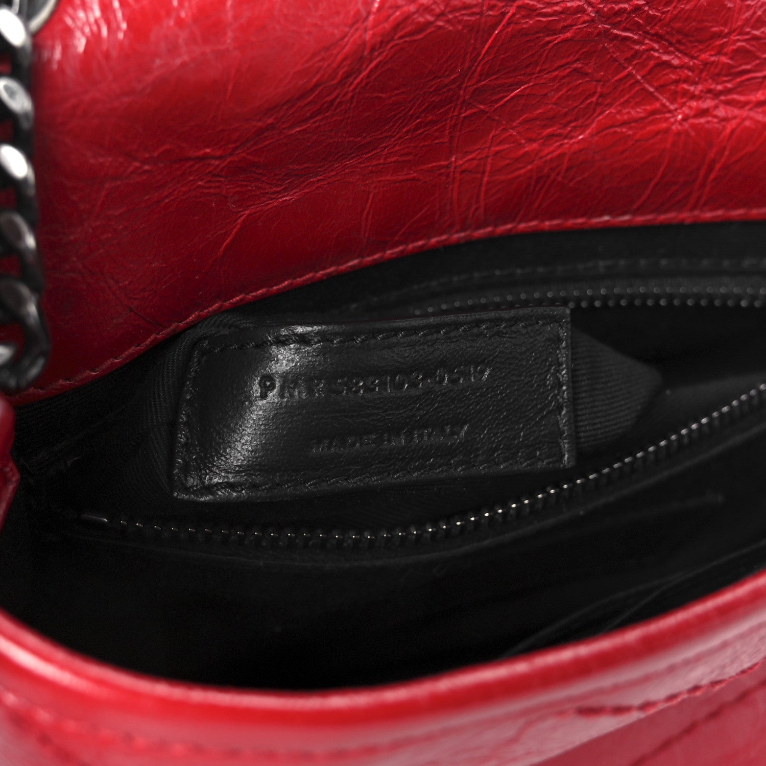Saint Laurent Crinkled Calfskin Matelasse Monogram Niki Chain Wallet Rouge Eros 7 of 10