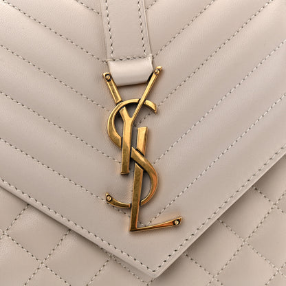 Saint Laurent Lambskin Mixed Matelasse Triquilt Medium Monogram Satchel Crema Soft 12 of 13