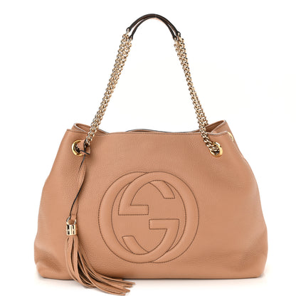 Gucci Pebbled Calfskin Medium Soho Chain Shoulder Bag Camelia 1 of 10