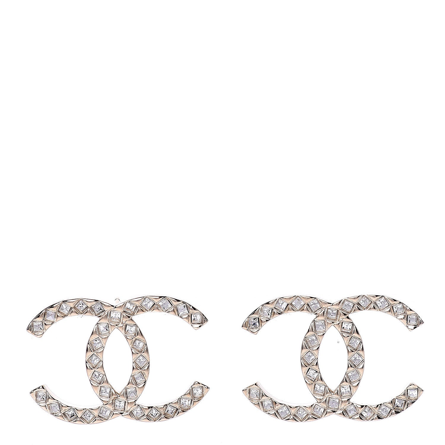 Chanel Crystal CC Large Stud Earrings Gold 1 of 4