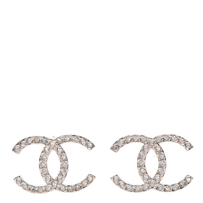 Chanel Crystal CC Large Stud Earrings Gold 1 of 4