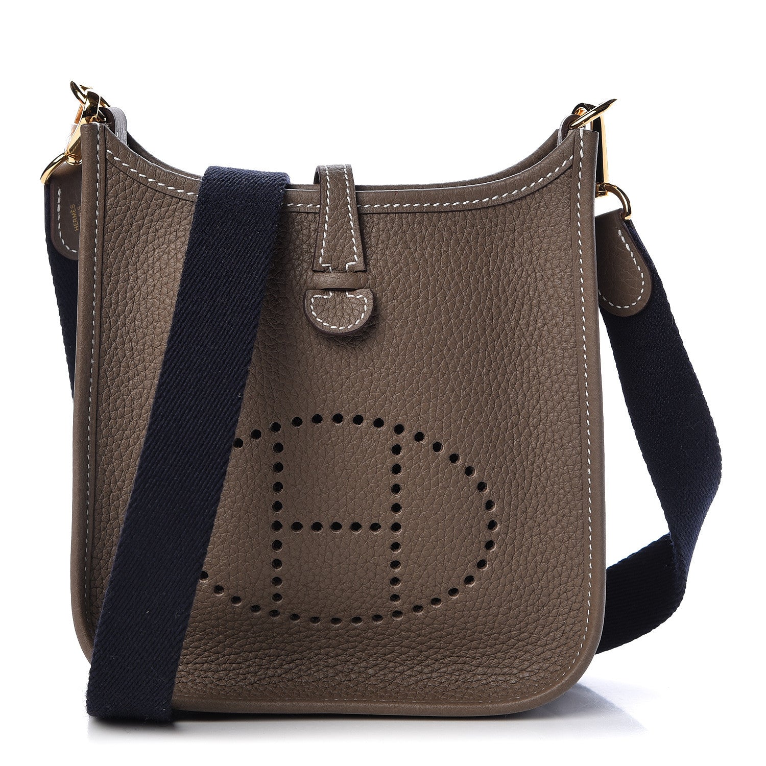 Hermes Taurillon Clemence Amazone Evelyne TPM Etoupe Bleu Indigo 1 of 11