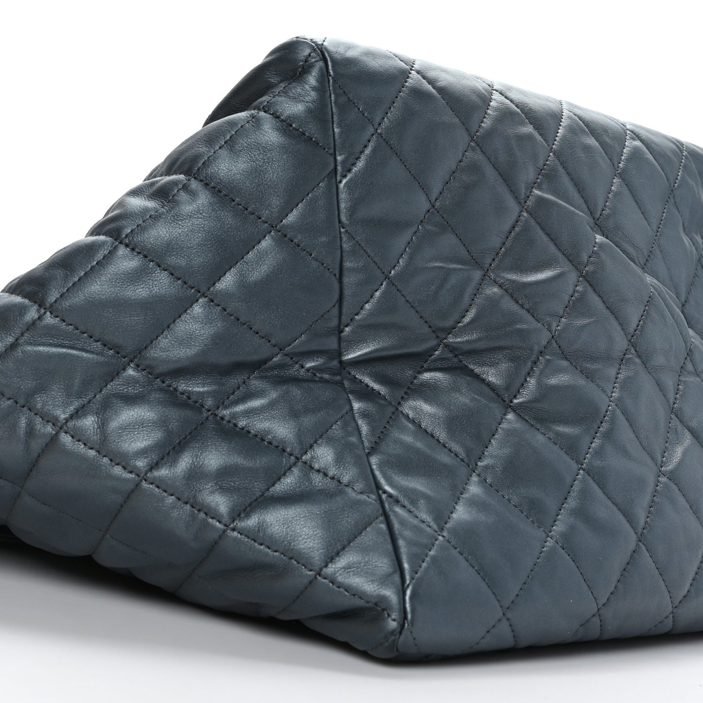 Metallic Lambskin Quilted Large Week End on Mars Tote Dark Grey