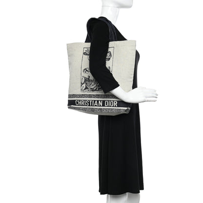 Christian Dior Canvas Print Cruise Tote Black White 2 of 9