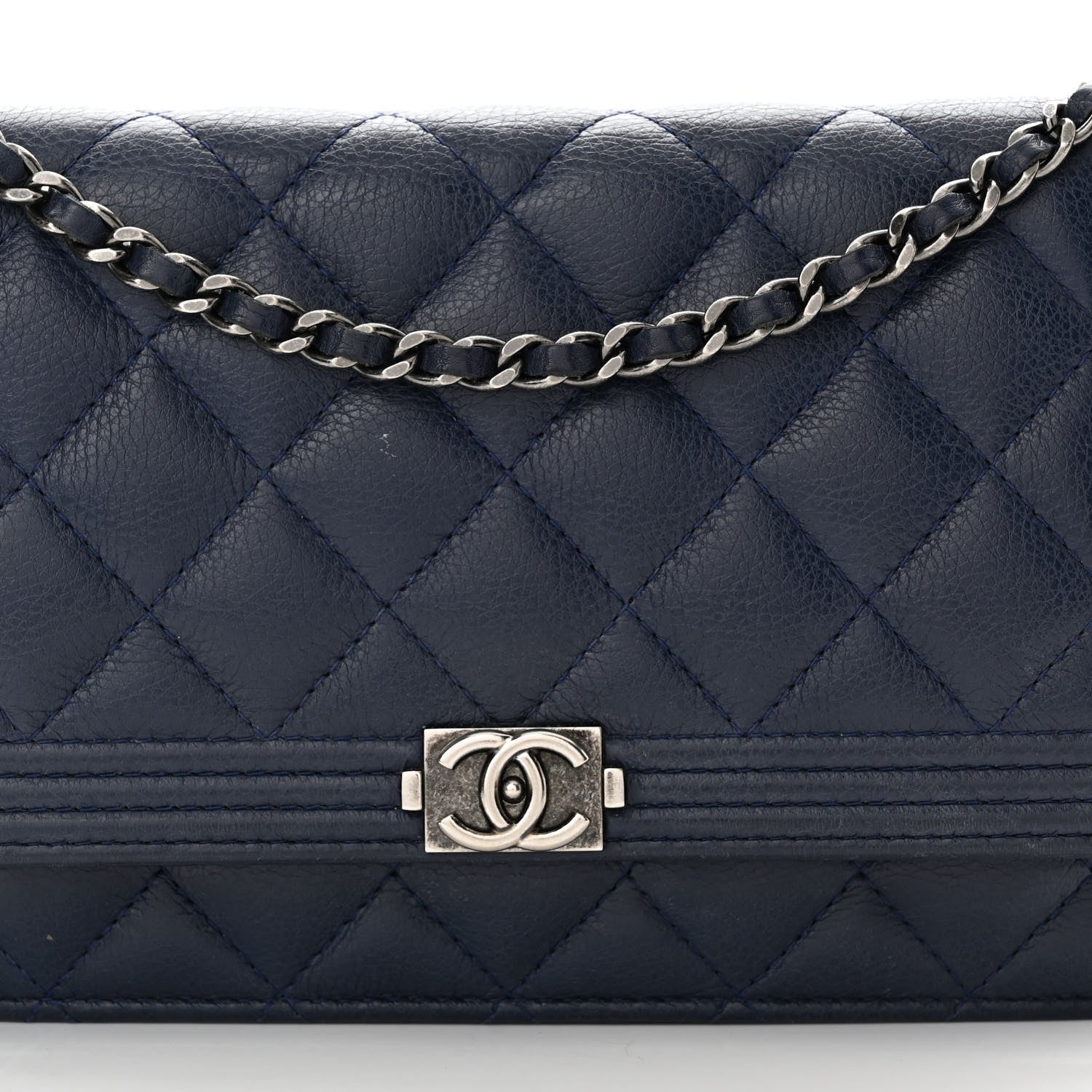 Chanel Caviar Quilted Boy Wallet On Chain WOC Navy 8 of 15