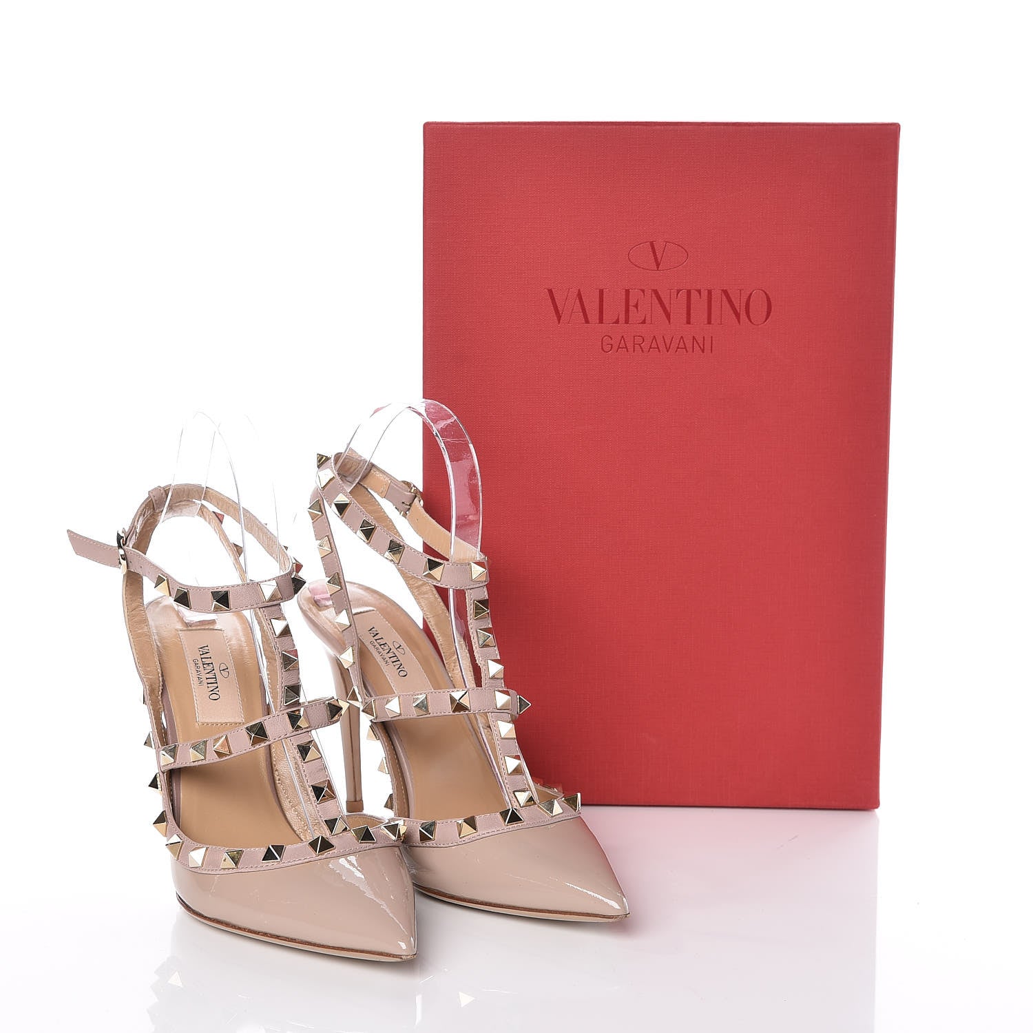 Valentino Garavani Patent Nappa Rockstud Ankle Strap 100mm Pumps 36.5 Poudre 12 of 12