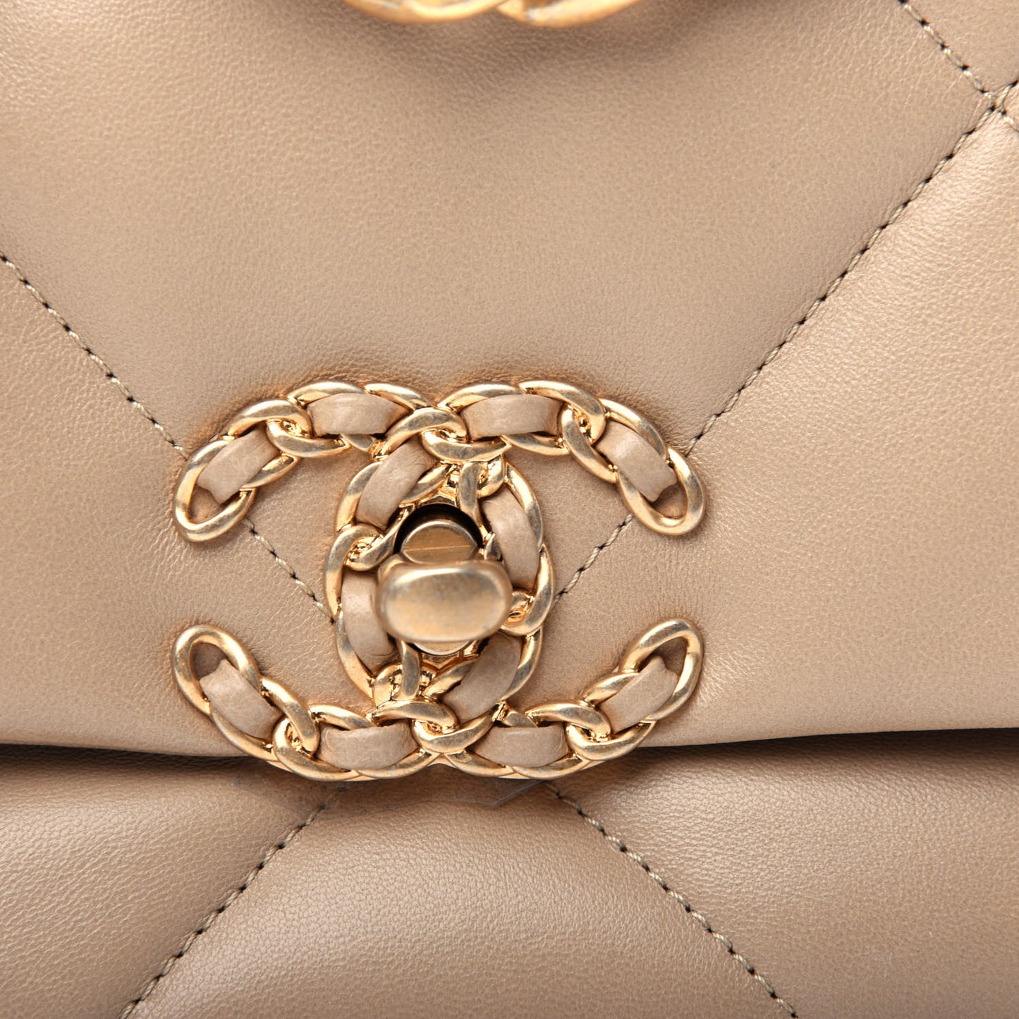 Lambskin Quilted Medium Chanel 19 Flap Dark Beige