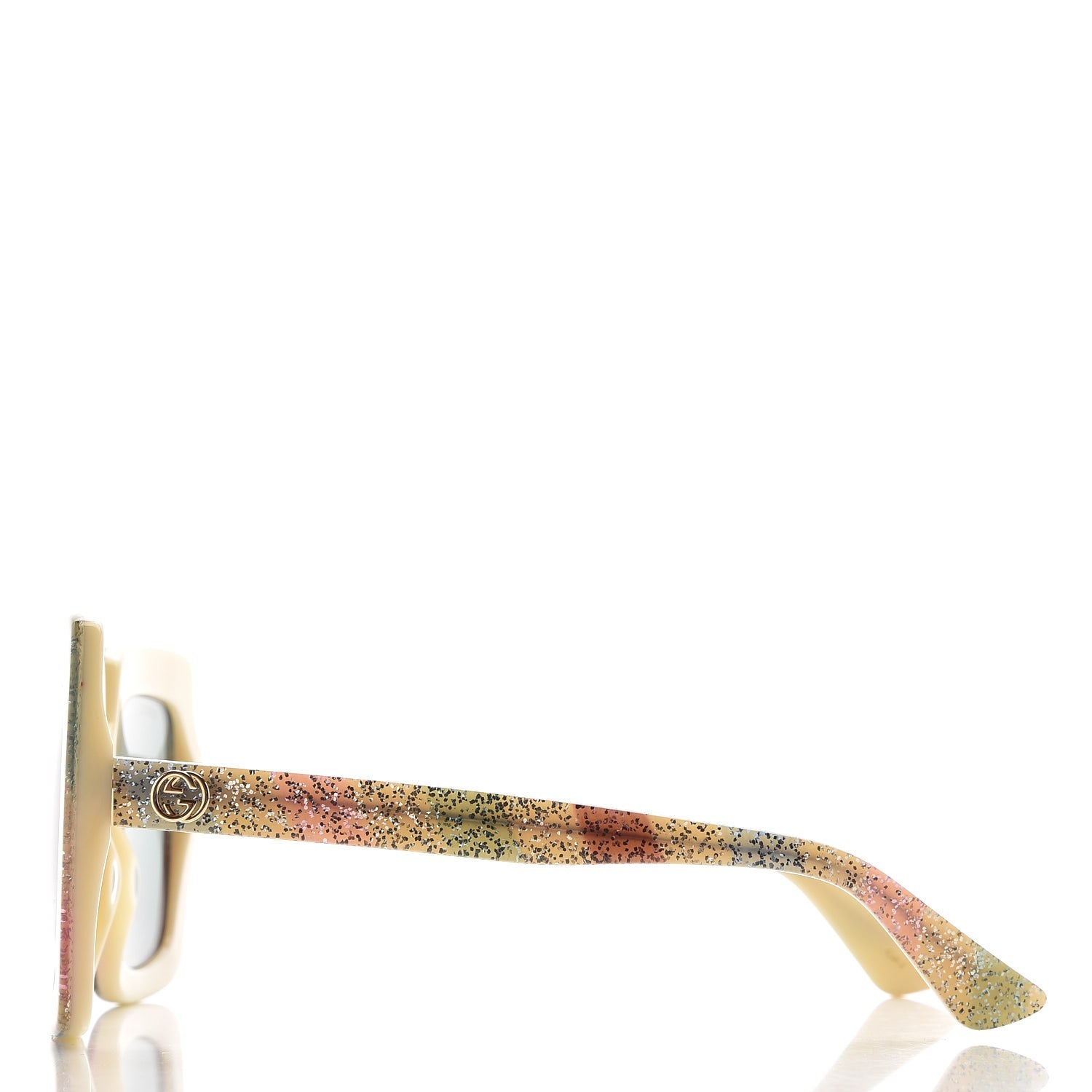 Gucci Square Frame Stripe Glitter GG0328S Sunglasses Ivory Multicolor 3 of 8