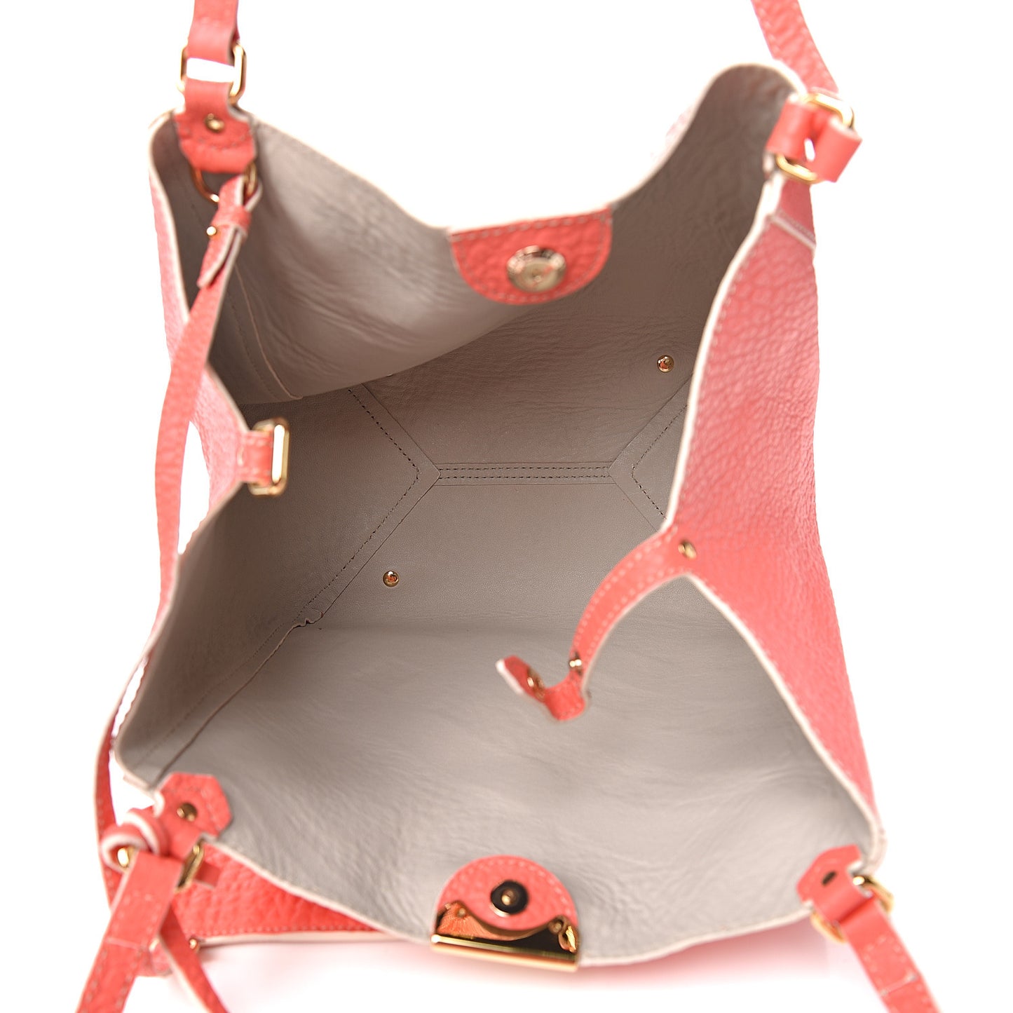 Signature Grain Calfskin Check Embossed Small Canterbury Tote Rose Pink