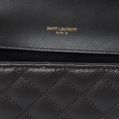 Saint Laurent Grain De Poudre Textured Mixed Matelasse Medium Triquilt Monogram Satchel Earth 7 of 7