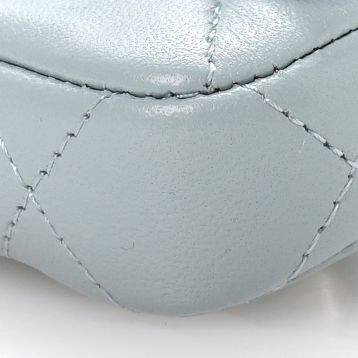 Lambskin Quilted Pearl Chain Belt Bag Light Blue