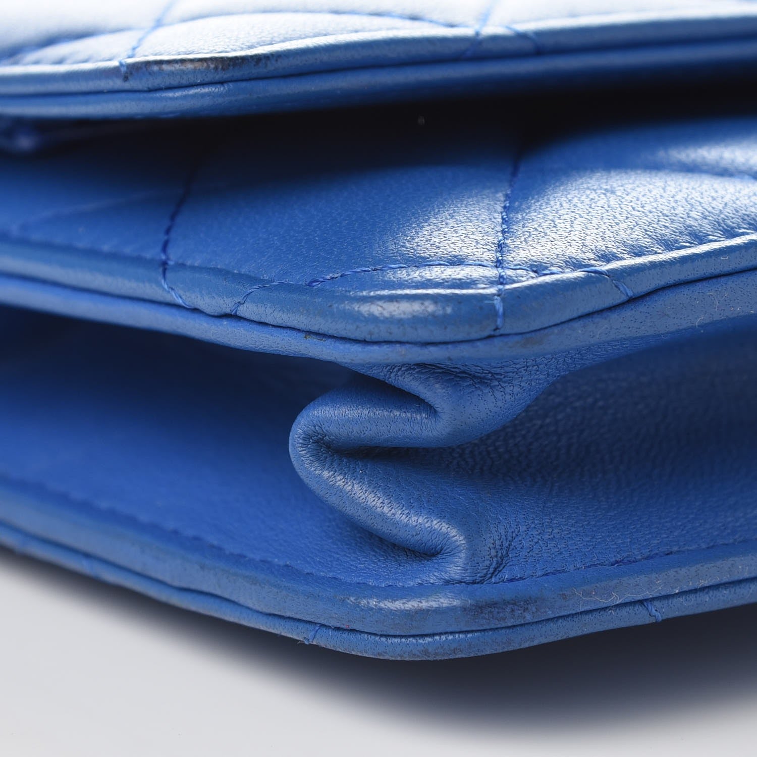 Chanel Lambskin Quilted Wallet On Chain WOC Blue 11 of 15