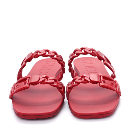 Gucci Rubber Womens Slide Sandals 39 Hibiscus Red 2 of 8