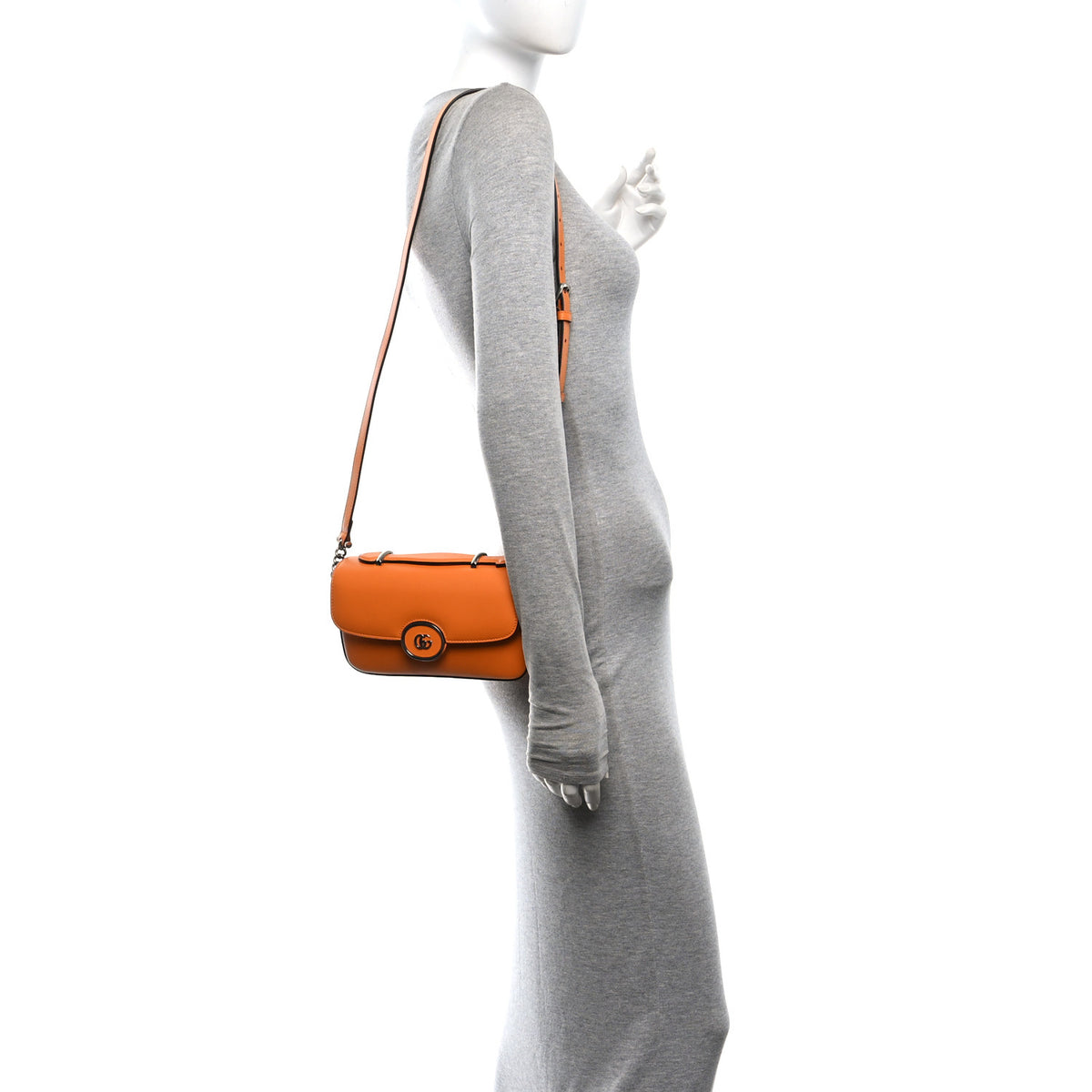 Gucci Senna Calfskin Petite GG Top Handle Shoulder Bag Orange 2 of 10